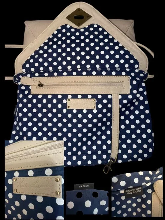 Kate Landry 2-Way Shoulder Bag Beige Pebbled Leather Turn Lock Envelope Clutch - Picture 11 of 11